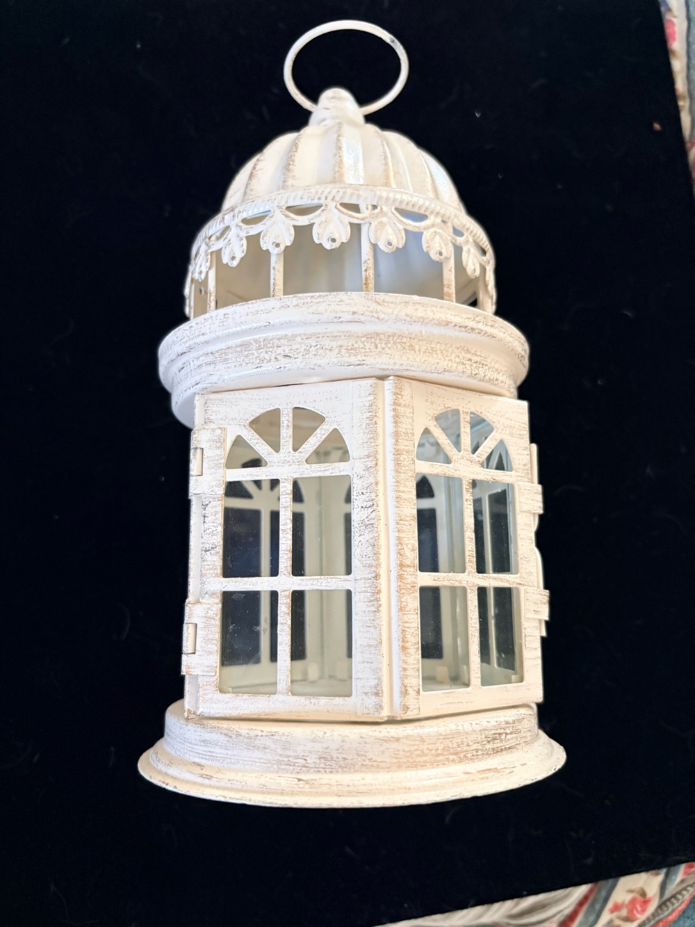 White Decorative Window-Style Wall Lantern Mirror